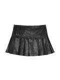 High-Waisted Slim Leather Niche Versatile A-Line Mini Skirts