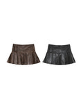 High-Waisted Slim Leather Niche Versatile A-Line Mini Skirts