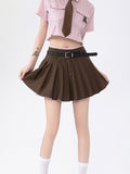 Striped Lining With Hottie Butterfly Embroidery Mini Skirts