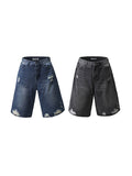 Washed Broken Metal Decoration Denim Shorts