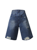 Washed Broken Metal Decoration Denim Shorts