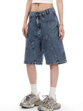 Jeansshorts mit Steppnähten im American Vintage Wash