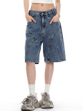 Topstitched American Vintage Wash Denim Shorts