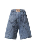 Short en denim délavé American Vintage surpiqué