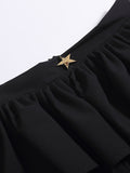 Retro Style Star Metal Pin Puff Mini Skirts