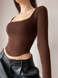 Asymmetric Long Sleeve Crop Top