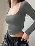 Asymmetric Long Sleeve Crop Top