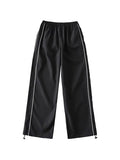 Piping Detail Wide Leg Track Pants