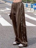 Piping Detail Wide Leg Track Pants