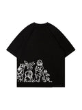 Street Character Graffiti Print Oversized Short Sleeve Tee