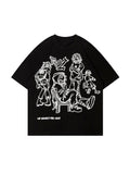 Übergroßes, kurzärmliges T-Shirt mit Straßencharakter-Graffiti-Print