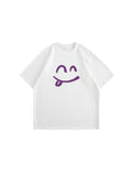 Übergroßes Kurzarm-T-Shirt mit Smiley-Muster