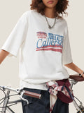 Contrast Letter Print Oversized Short Sleeve Tee