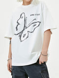 Butterfly Print Oversized Short Sleeve Tee