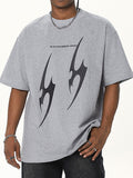 Men's Lightning Print Oversized Short Sleeve Tee