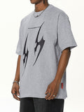 Men's Lightning Print Oversized Short Sleeve Tee