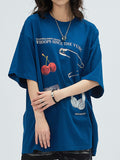 Fruit Print Oversized Short Sleeve Tee