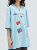 Fruit Print Oversized Short Sleeve Tee