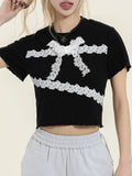 Bow Lace Short Sleeve Tee