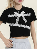 Bow Lace Short Sleeve Tee