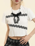 Bow Lace Short Sleeve Tee