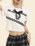 Bow Lace Short Sleeve Tee