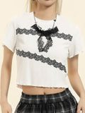 Bow Lace Short Sleeve Tee