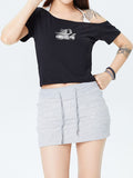 Vintage Letter Print Short Sleeve Tee