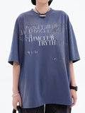 Distressed Letter Print Oversized Short Sleeve Tee