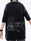 Distressed Letter Print Oversized Short Sleeve Tee