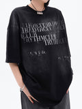 Distressed Letter Print Oversized Short Sleeve Tee