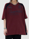 Retro Contrast Letters Oversized Short Sleeve Tee