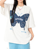 Butterfly Print Oversized Short Sleeve Tee