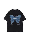 T-shirt surdimensionné à manches courtes et imprimé papillon