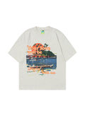 Men's Oil Painting Print Oversized Short Sleeve Tee