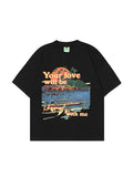 Men's Oil Painting Print Oversized Short Sleeve Tee