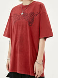 Retro Letter Print Oversized Short Sleeve Tee