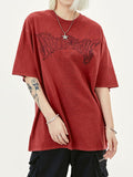 Retro Letter Print Oversized Short Sleeve Tee