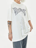 Retro Letter Print Oversized Short Sleeve Tee