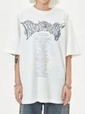 Retro Letter Print Oversized Short Sleeve Tee