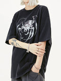 Spider Print Oversized Short Sleeve Tee