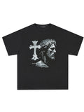 Übergroßes kurzärmliges T-Shirt mit Kreuz-Print