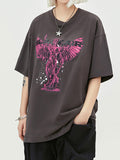 Angel Print Oversized Short Sleeve Tee