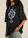 Distressed Cross Oversized Short Sleeve Tee