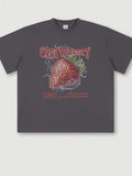 Strawberry Print Oversized Short Sleeve Tee