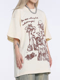 Retro Print Oversized Short Sleeve Tee