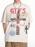 Men's Cross Print Oversized Short Sleeve Tee