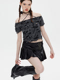 One Shoulder Lace Short Sleeve Tee