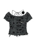 One Shoulder Lace Short Sleeve Tee