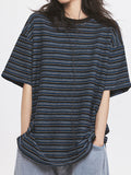 Striped Print Oversized Short Sleeve Tee